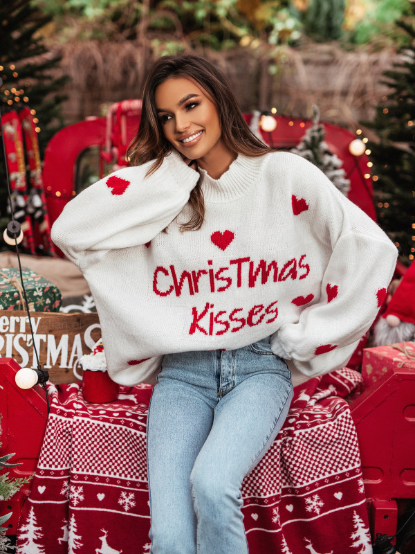 Sweter CHRISTMAS KISSES white