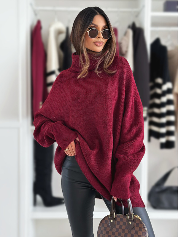 Sweter/golf oversize-owy CASUAL burgund