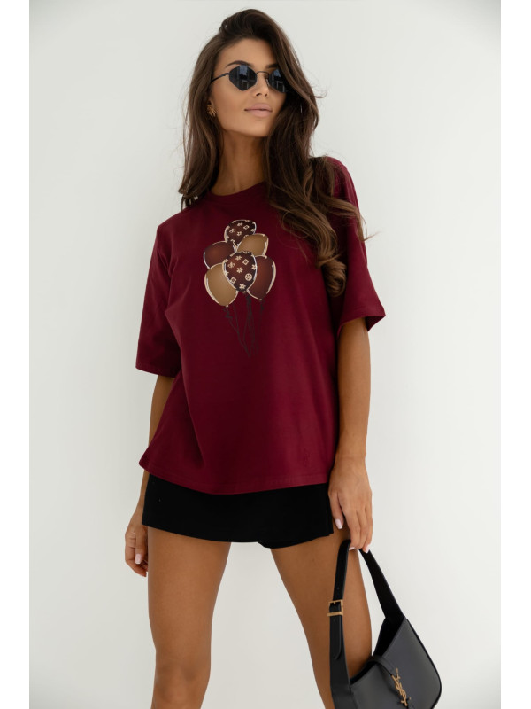 T-shirt oversize'owy PALLONCINI burgund