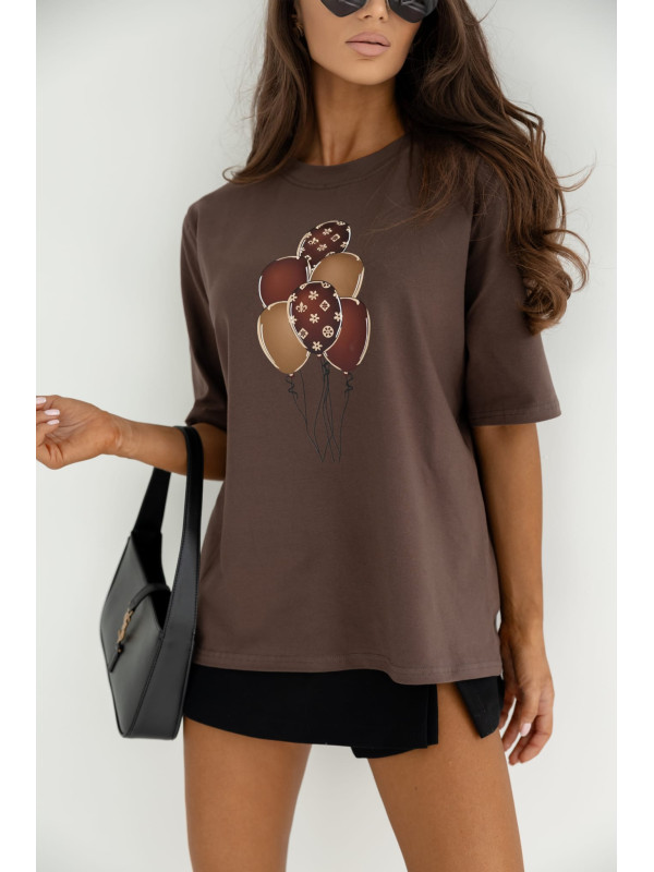 T-shirt oversize'owy PALLONCINI chocolate