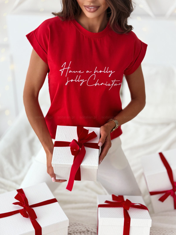 T-shirt A HOLLY JOLLY CHRISTMAS red