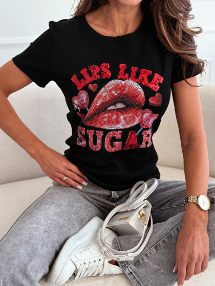 T-shirt LIPS LIKE SUGAR black