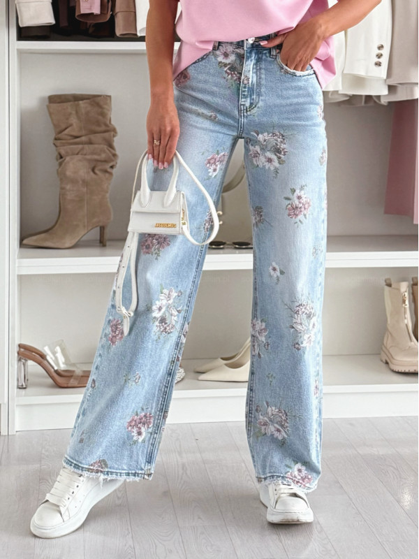 Spodnie FLOWERS PRINT jeans