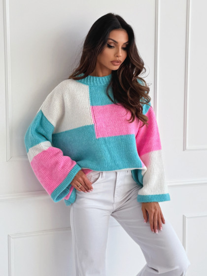 Sweter JAMIE pink&turquoise