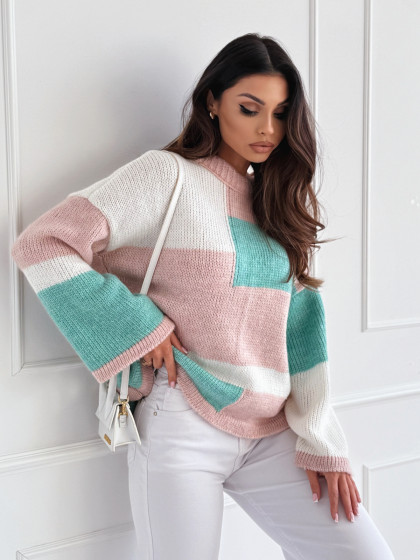 Sweter JAMIE mint&powder pink