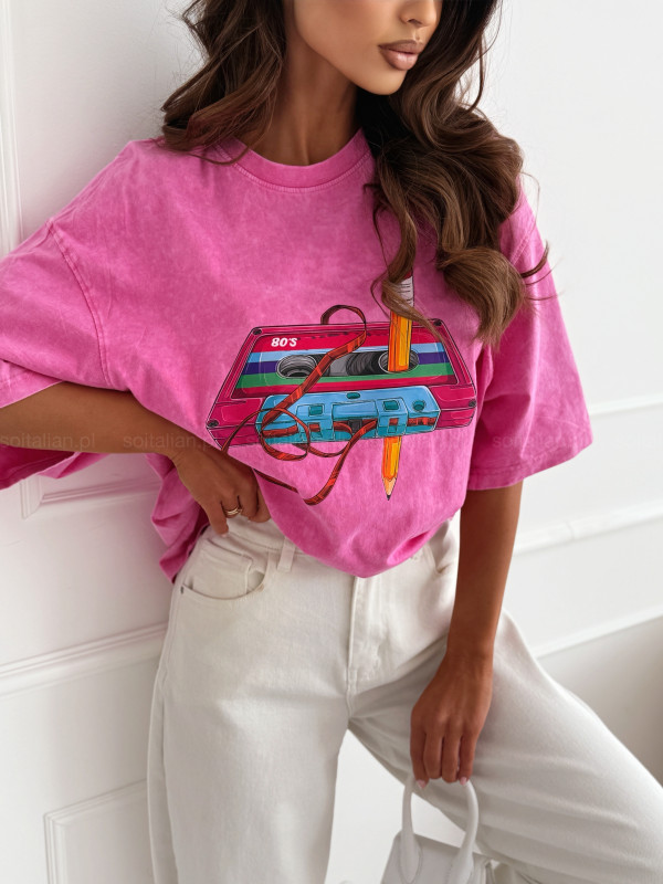 T-shirt oversize'owy CASSETTE pink