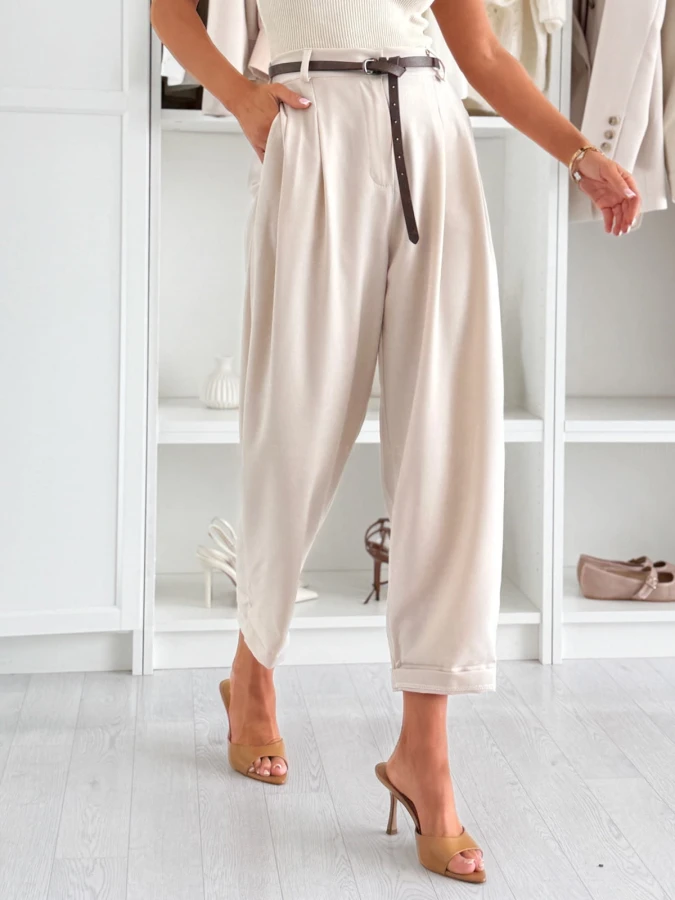 spodnie-foley-nude-z-gumka-w-pasie